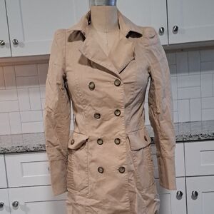 Zara Double-Breasted Beige Trench Coat